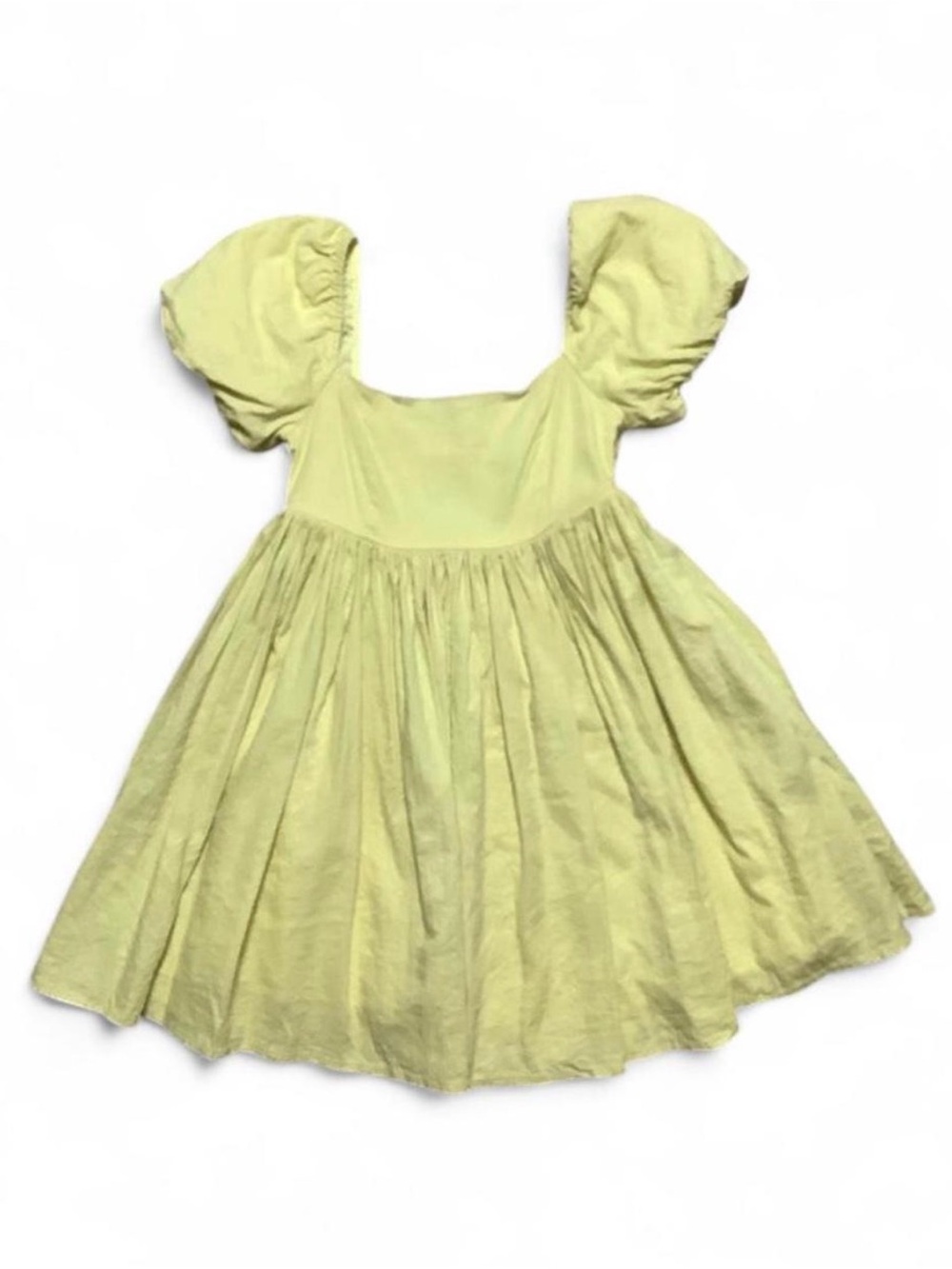 MABLE Pale Yellow Summer Dress with Puff Sleeves - Size Small